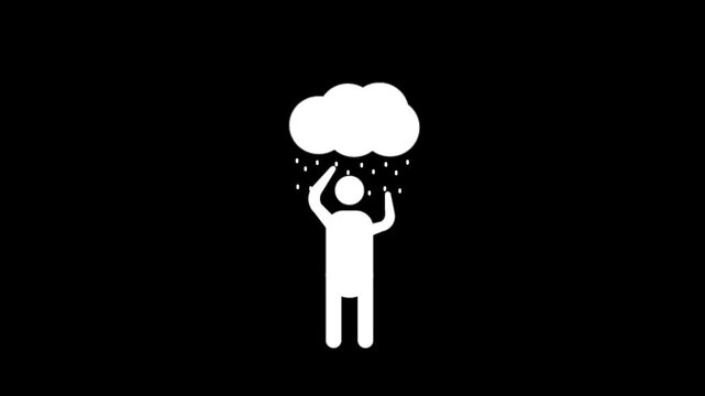 Animation video of shower icon with man.