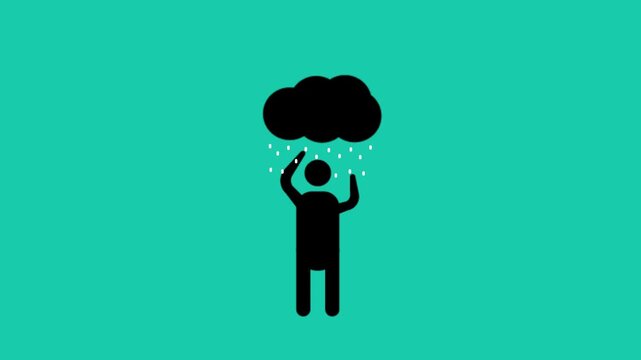 Animation video of shower icon with man.