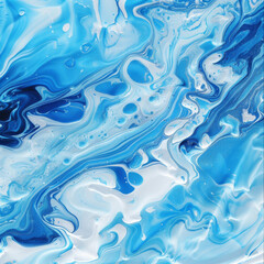 Obraz premium Abstract Swirling Blue and White Liquid Acrylic Painting