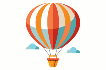 Fototapeta premium A Colorful Striped Hot Air Balloon with Clouds in the Sky
