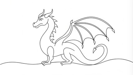 Fototapeta premium Continuous Line Drawing of a Dragon