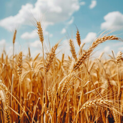 Fototapeta premium Close-up of Golden Wheat Stalks in a Field