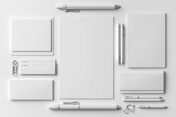 Realistic blank stationery set mockup isolated created with generative ai