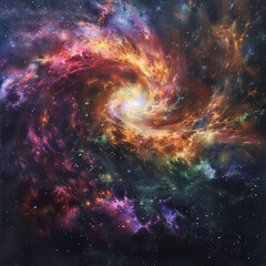 Fototapeta premium A Cosmic Spiral Galaxy with Vibrant Colors and Stars