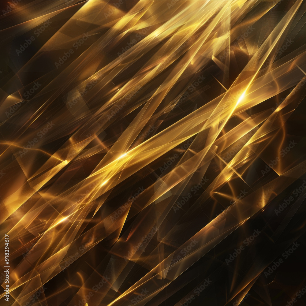 Poster Abstract Golden Lines and Shapes with a Glowing Effect