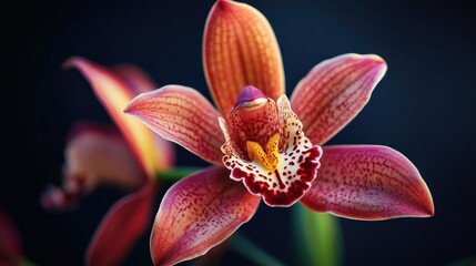 A Close-Up of a Vibrant Orchid with Red and Yellow Petals