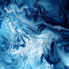 Obraz premium Abstract Blue and White Swirling Liquid Marble Pattern