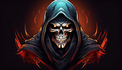  Grim Reaper Gaming Logo- A design concept featuring the Grim Reaper as a gaming logo, embod_1(126)
