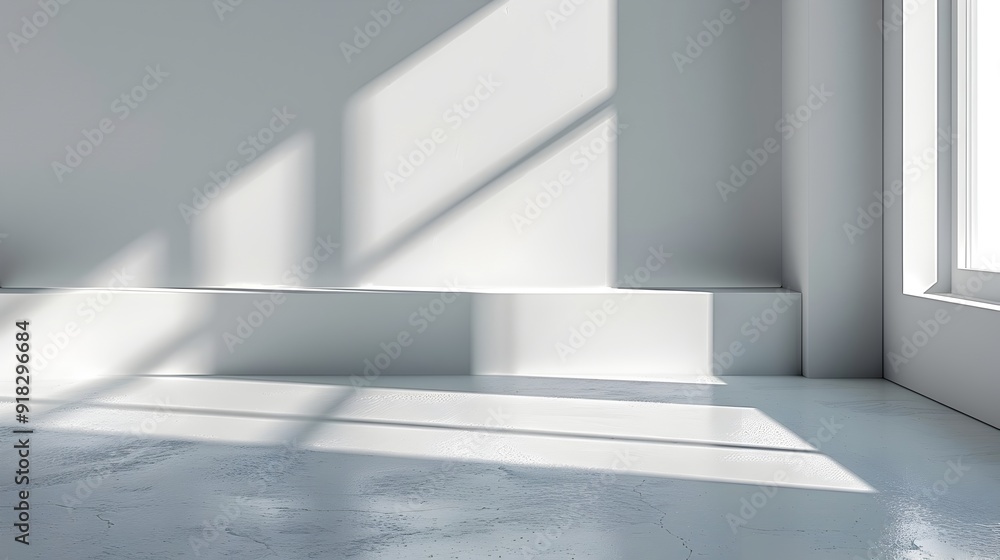 Poster clean white surface with light shadow for minimalist product display concept