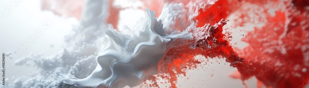 Aufkleber abstract red and white paint splash, creating dynamic flow and contrast. vibrant and energetic art c