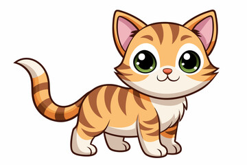 Obraz premium Cute Cartoon Orange Tabby Cat with Green Eyes