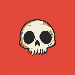 Simple Skull Outline Cartoon Logo
