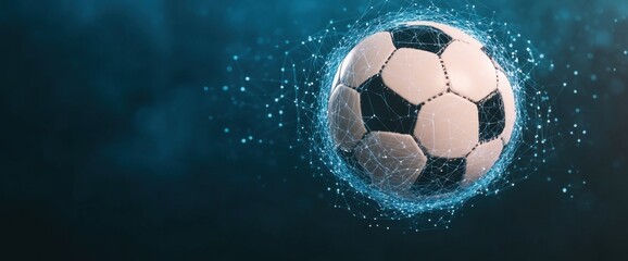 Abstract background business trends with soccer elements, copy space, natural lighting
