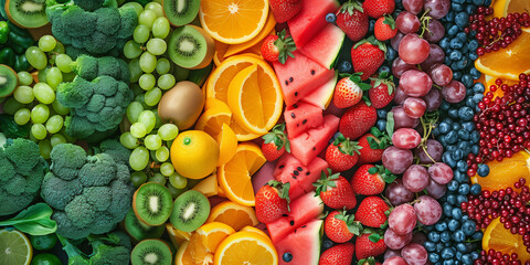 A colorful rainbow of fruits and vegetables.