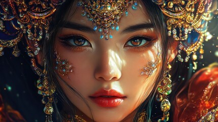 A Woman Adorned with Gold and Jewels