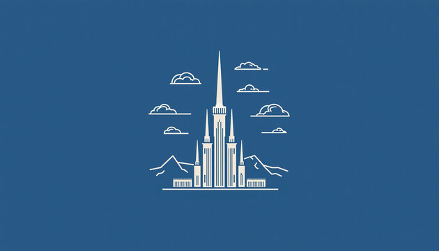 Minimalist logo of Utah's renowned Salt Lake Temple, Generative Ai	