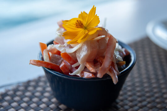 Fresh raw fish aka Poisson Cru