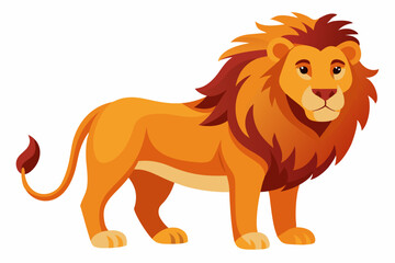 Obraz premium Cartoon Lion Standing with a Long Tail and a Mane