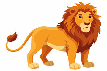 Obraz premium Standing Orange Lion with a Brown Mane