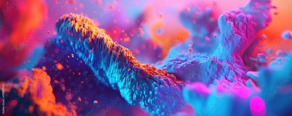 Poster vibrant abstract art with intense colors and dynamic texture, capturing a stunning visual explosion.