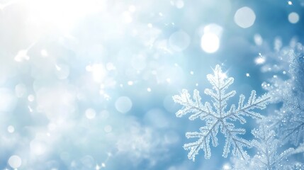 A Single Snowflake Glistens Against a Blue and White Background