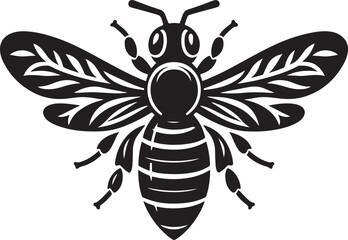 A delicate bee silhouette hovers mid-flight, wings outstretched, capturing the grace and purpose of nature's tiny pollinator.