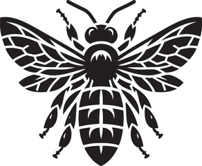 A delicate bee silhouette hovers mid-flight, wings outstretched, capturing the grace and purpose of nature's tiny pollinator.