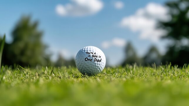 A Father's Day card with a golf theme and You're a Hole in One Dad written on it.