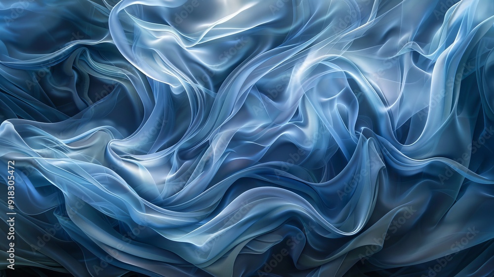 Poster swirling blue abstract pattern resembling waves of water in a calm environment