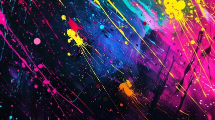 Vibrant abstract artwork with splashes of color against a dark background