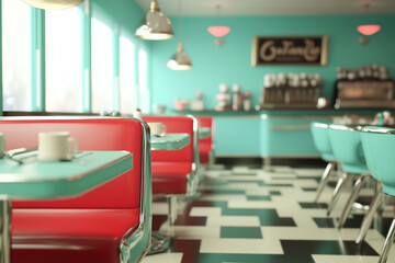 vintage restaurant interior, blurred focus