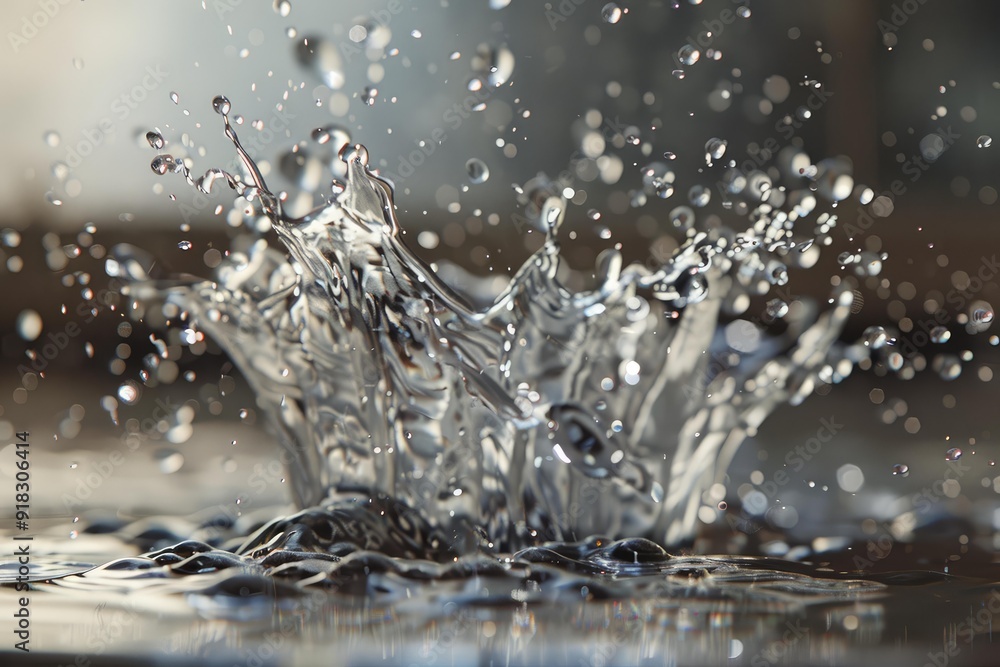 Aufkleber closeup high speed photography of dynamic water splash with detailed splashing droplets in fluid mot