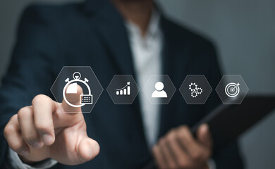 time management concept Planning work to increase efficiency Business project planning Effective time management and reduce working time.