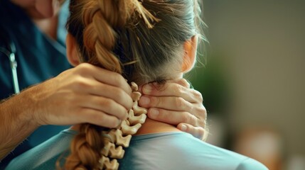 A chiropractor adjusting a patient's cervical spine.