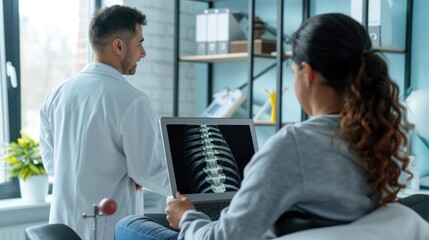 A doctor explaining spinal cord injuries to a patient.