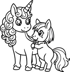 Magic Cute unicorns silhouettes. Stylish icons, vintage, background, horses tattoo. outline, isolated different unicorn body, Hand drawn vector illustration collection.