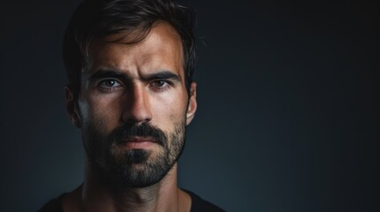 Obraz premium A man with a serious expression on his face.