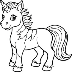 Magic Cute unicorns silhouettes. Stylish icons, vintage, background, horses tattoo. outline, isolated different unicorn body, Hand drawn vector illustration collection.