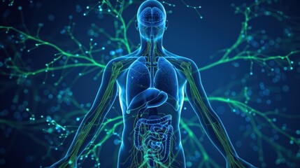 Diagram showing the spleen in the lymphatic system.