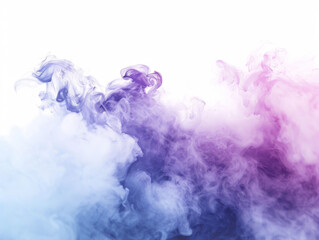 Abstract Swirling Purple and Blue Smoke on White Background