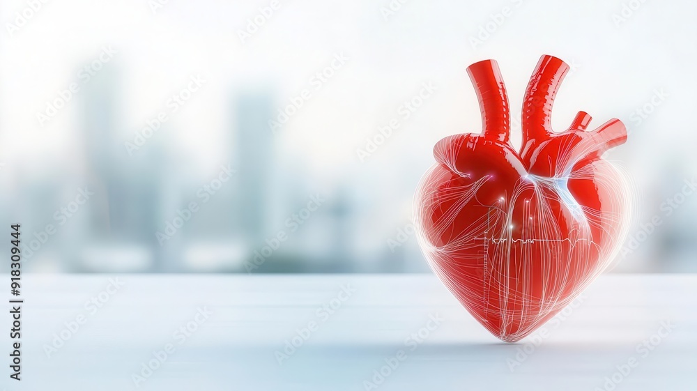 Poster artistic interpretation of a heart with flickering light trails, visualizing the irregularity of arr