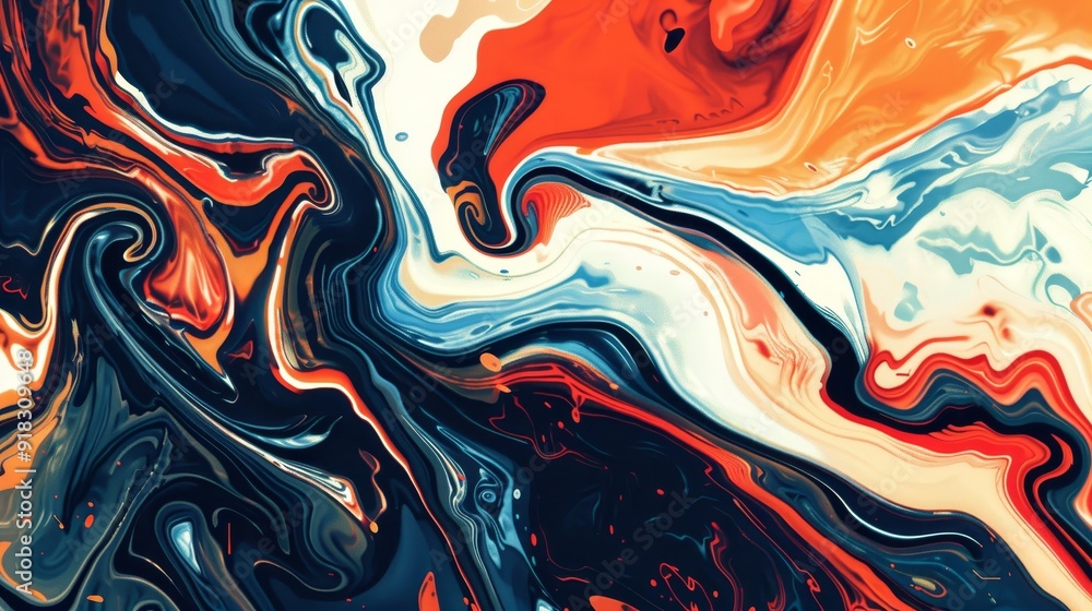 Aufkleber abstract swirling colors in vibrant red, blue, and white patterns creating a dynamic visual effect