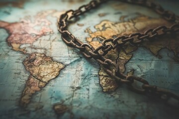Broken Chains on a world map.