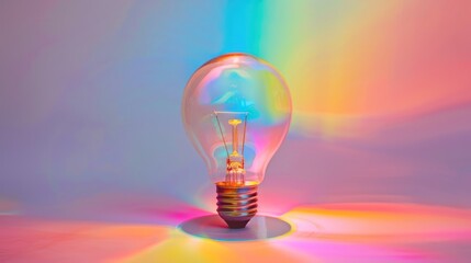 A light bulb with a rainbow aura, symbolizing creative thinking.