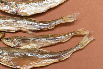 A dried smoked fish smelt