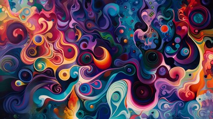 Fototapeta premium Vibrant abstract art with swirling colors and patterns during a creative exploration in a modern studio
