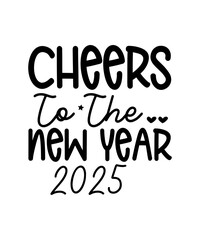 Happy New Year 2025 SVG PNG Groovy Disco Ball Retro New Year Svg Bundle New Years Eve Svg New Year's Shirt Svg Cut File & Retro Sublimation