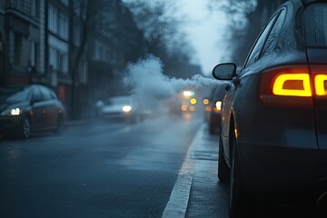 Smoke from vehicles. Air pollution concept.