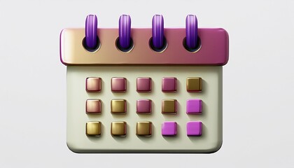 3d render of calendar icon isolated on white background.