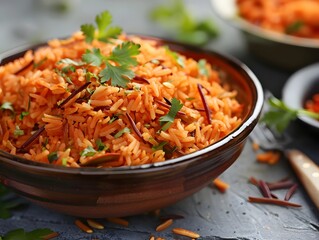 Spicy Red Rice in a Bowl
